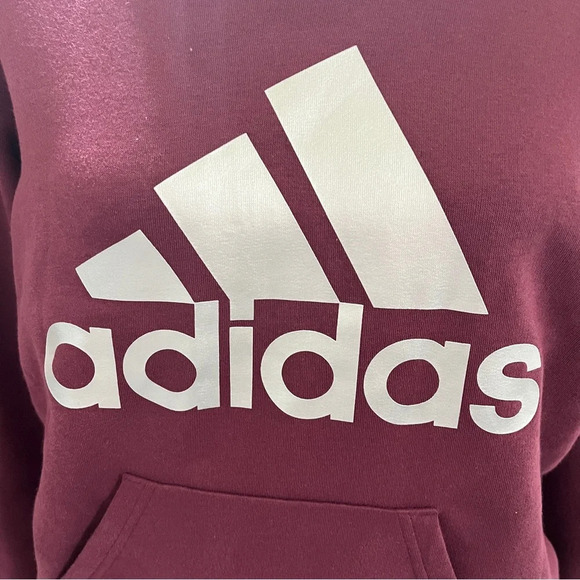 ADIDAS Womens Metallic Logo Hoodie Victory Crimson Color Size Small NWT - Picture 3 of 11